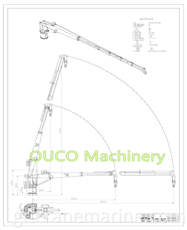 Marine Crane Τηλεσκοπικό 40μ Outreach Abs Ship Deck Deck Crane Τιμή υδραυλικού γερανού